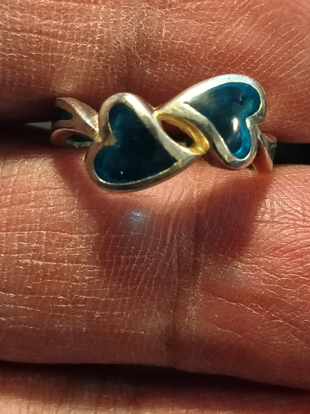 Beautiful Sterling Silver & Clear Teal Blue Inlay Heart Infinity Ring Size 6